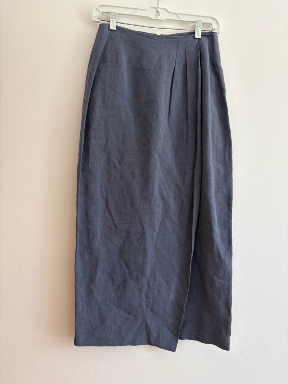 Vintage Ports International Linen Blend Pencil Midi Skirt Blue Lagenlook Office - Picture 1 of 9